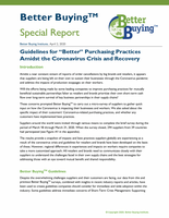 Guidelines for “Better” Purchasing Practices Amidst the Coronavirus Crisis and Recovery