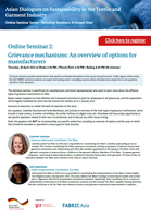 Grievance mechanisms: An overview of options for manufacturers