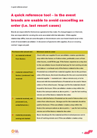 A quick reference tool – in the event brands are unable to avoid cancelling an order