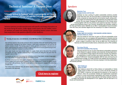 ”Climate Action in Fashion” with a special focus on Climate Action Training (CAT) by GIZ and the UN Fashion Industry Charter for Climate Action