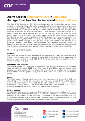 Alarm bells for garment workers in Cambodia