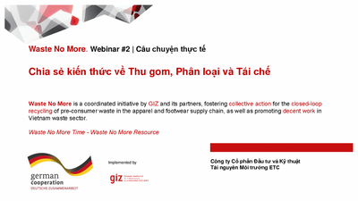 Waste Collection, Separation & Recycling: Sharings from ETC Environment